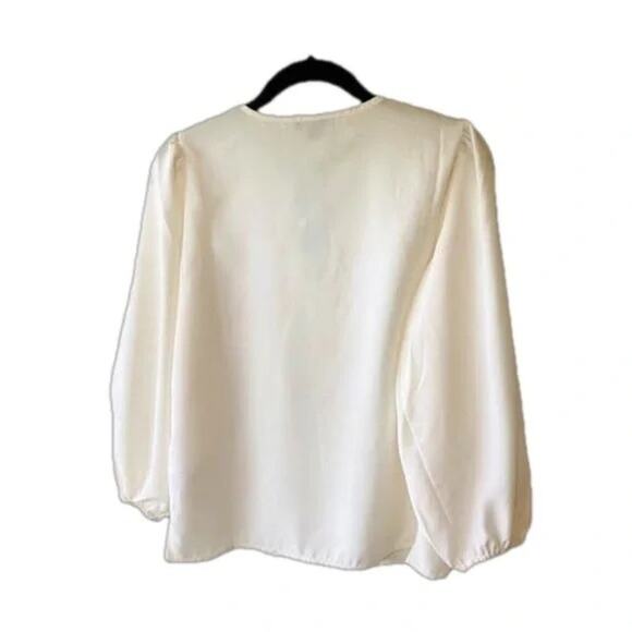 NWT J. Crew Crepe Satin Puff Sleeve Keyhole Neckline Top Blouse BL711 PXS Ivory - Picture 4 of 12